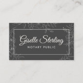 Carte De Visite Notaire Public Moody Charcoal Grey FlorScript (Devant)