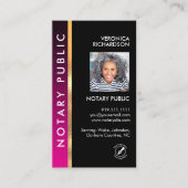 Carte De Visite Notaire QR Code moderne rose et noir Photo I.D. (Devant)
