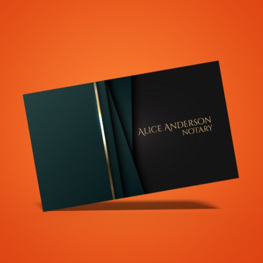 Carte de visite notariale verte luxueuse et élégan