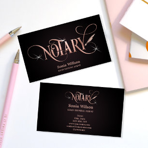 Carte De Visite Notary elegant rose gold mortgage loan pen busines