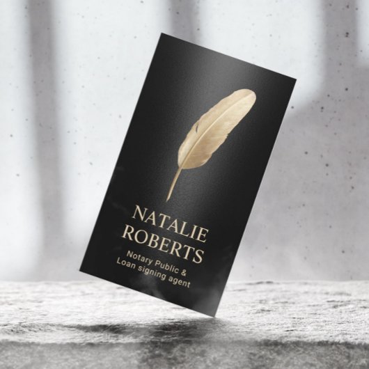 Carte De Visite Notary Loan Signing Agent Modern Black & Gold
