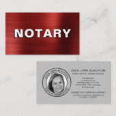 Carte De Visite *~* NOTARY PHOTO METAL RED Signer Agent  (Devant / Derrière)