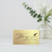 Carte De Visite *~* NOTARY PHOTO Quill Feather Signer Agent Gold (Debout devant)