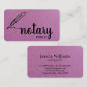Carte De Visite Notary Public Elegant Script Plain (Devant / Derrière)