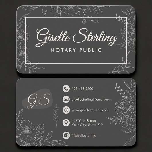 Carte De Visite Notary Public Floral
