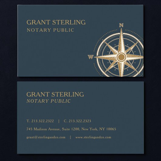 Carte De Visite Notary Public Nautical Compass 
