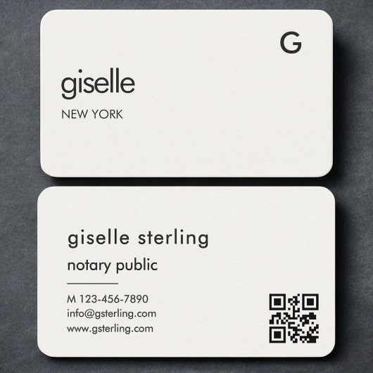 Carte De Visite Notary Public Neutral QR Code 