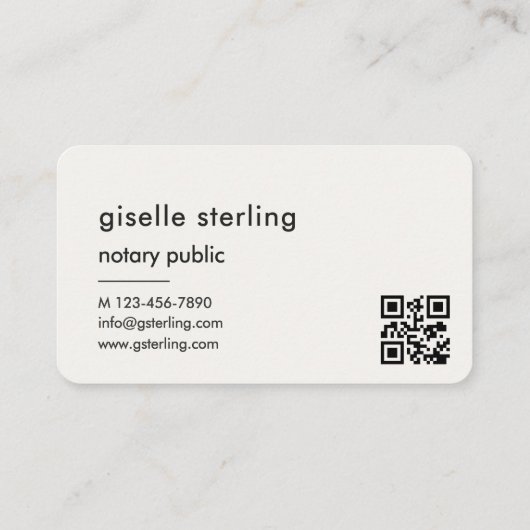 Carte De Visite Notary Public Neutral QR Code  (Dos)