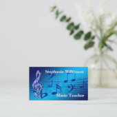 Carte De Visite Note bleue scintillante de musique (Debout devant)