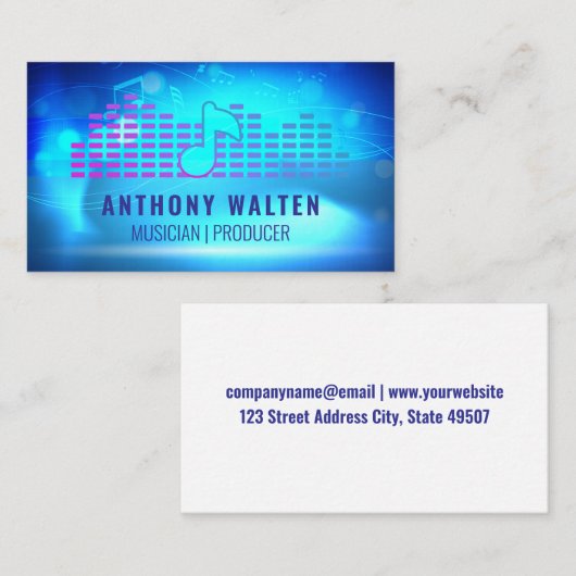 Carte De Visite Note de musique | Logo moderne | Son (Devant / Derrière)