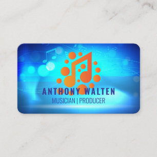 Carte De Visite Note de musique orange Logo moderne Son