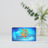 Carte De Visite Note de musique orange | Logo moderne | Son (Debout devant)