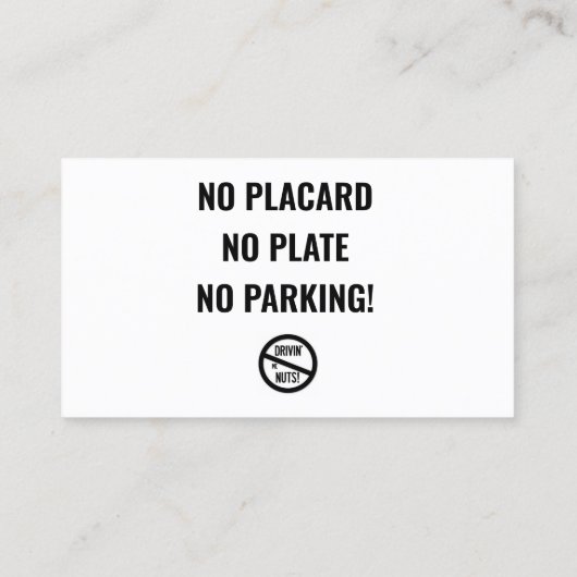 Carte De Visite Note de stationnement incorrecte (Dos)