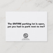 Carte De Visite Note de stationnement incorrecte (Dos)