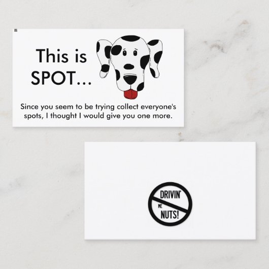 Carte De Visite Note de stationnement incorrecte (Devant / Derrière)