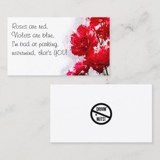 Carte De Visite Note de stationnement incorrecte (Devant / Derrière)