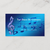 Carte De Visite Note Musicale De Couleur Bleue Brillante (Dos)