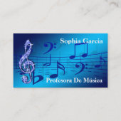 Carte De Visite Note Musicale De Couleur Bleue Brillante (Devant)
