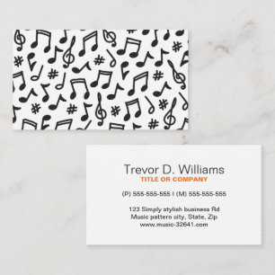 Carte De Visite Note musicale Musique motif en noir et blanc