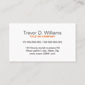 Carte De Visite Note musicale Musique motif en noir et blanc (Dos)