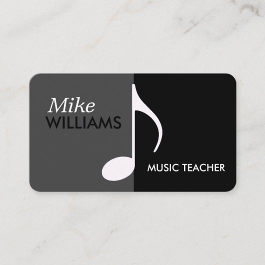 Carte De Visite Note musicale sur Black & Grey Modern (Devant)