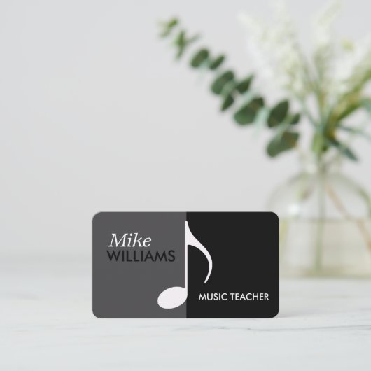 Carte De Visite Note musicale sur Black & Grey Modern (Debout devant)