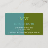 Carte De Visite note musicale sur bleu & vert moderne (Dos)