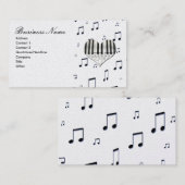 Carte De Visite Notes de coeur et de musique Clavier de piano (Devant / Derrière)