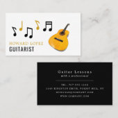 Carte De Visite Notes de guitare, Guitariste, Musicien professionn (Devant / Derrière)