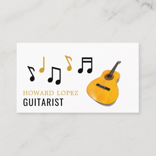 Carte De Visite Notes de guitare, Guitariste, Musicien professionn (Devant)