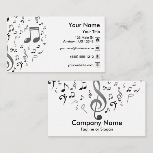 Carte De Visite Notes de musique (Devant / Derrière)