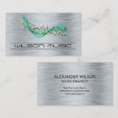 Carte De Visite Notes de musique | Arrière - plan métallique (Devant / Derrière)