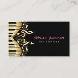 Carte De Visite Notes de musique Black & Gold