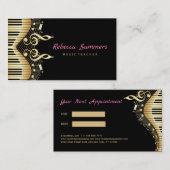 Carte De Visite Notes de musique Black & Gold (Devant / Derrière)