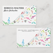 Carte De Visite Notes de musique colorée (Devant / Derrière)