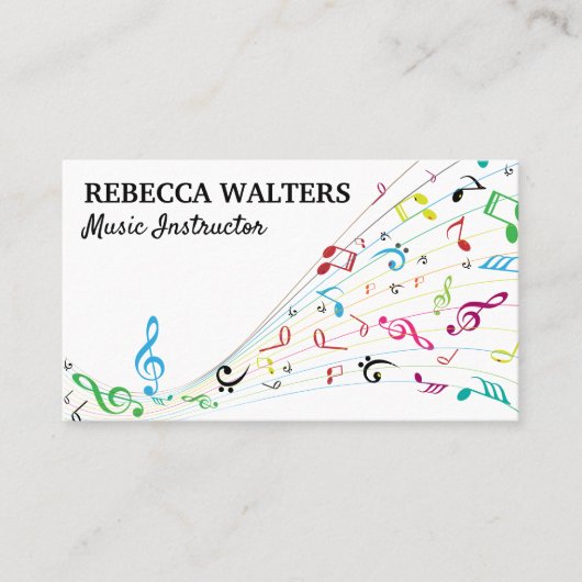 Carte De Visite Notes de musique colorée (Devant)