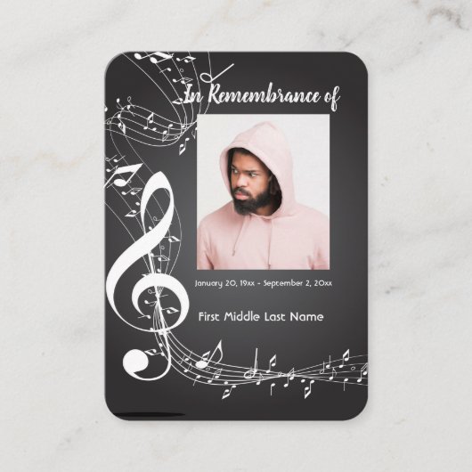 Carte De Visite Notes de musique de souvenir chrétien (Devant)