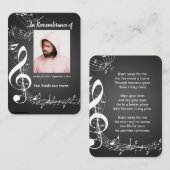 Carte De Visite Notes de musique de souvenir chrétien (Devant / Derrière)