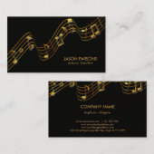 Carte De Visite Notes de musique dorée (Devant / Derrière)