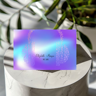 Carte De Visite Notes de musique dorées élégantes Casque DJ hologr