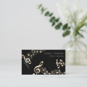 Carte De Visite Notes de musique dorées sur fond noir (Debout devant)