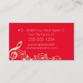 Carte De Visite Notes de musique dorées sur fond rouge (Dos)