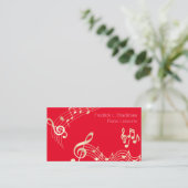 Carte De Visite Notes de musique dorées sur fond rouge (Debout devant)