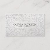 Carte De Visite Notes de musique en papier blanc simple et élégant (Devant)