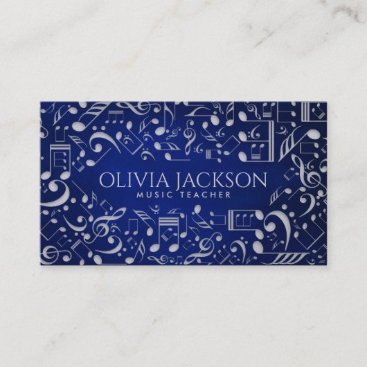 Carte De Visite Notes de musique en papier blanc simple et élégant (Devant)