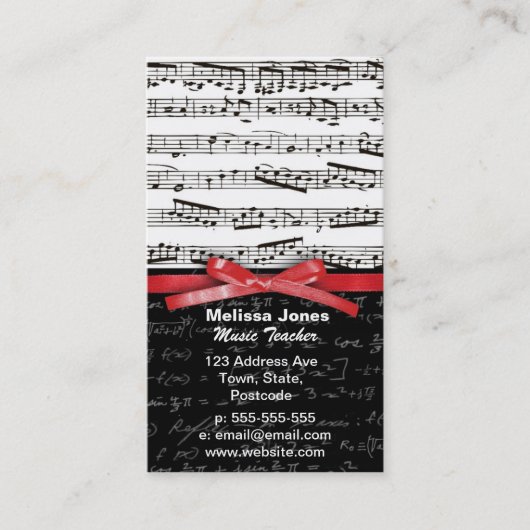 Carte De Visite Notes de musique et équations de maths (Devant)