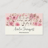 Carte De Visite Notes de musique et Fleurs style rétro (Devant)