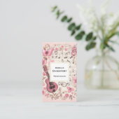Carte De Visite Notes de musique et Fleurs style rétro (Debout devant)