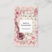 Carte De Visite Notes de musique et Fleurs style rétro (Devant)