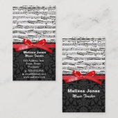 Carte De Visite Notes de musique et ruban de rouge de faux (Devant / Derrière)